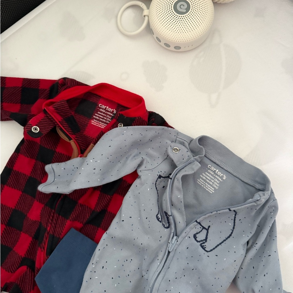 Newborn Baby Footsies Outfits Bundle Moose Plaid I’m New Here Winter Cozy - Picture 4 of 6